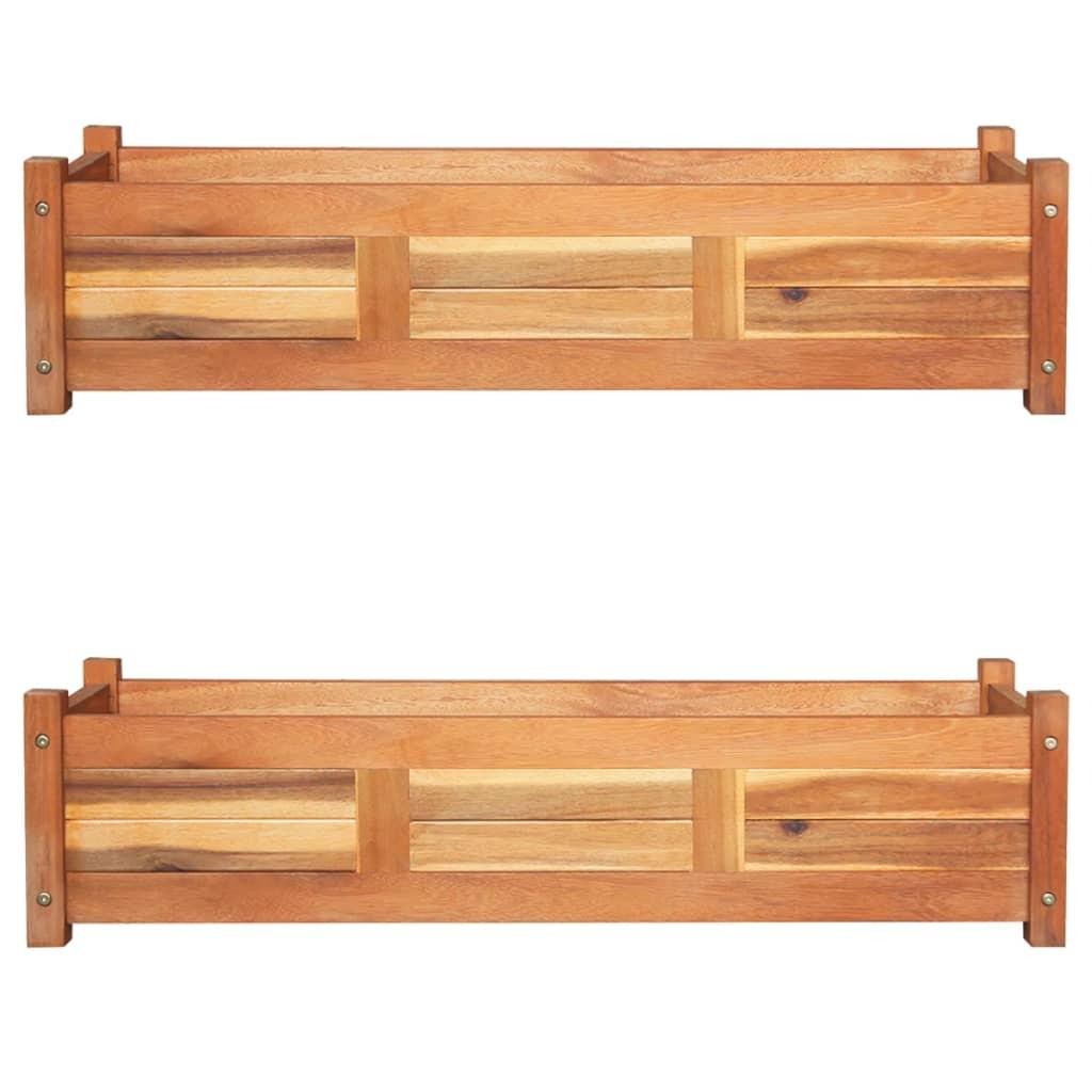 Højbede 2 stk. 100x30x25 cm akacietræ Højbede 2 stk. 100x30x25 cm akacietræ
