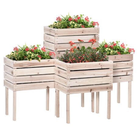 Højbed/plantekasse, vejrbestandig, massivt træ, 50 cm x 30 cm x 60 cm, naturlig