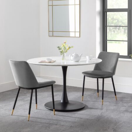 Holland Round Pedestal Dining Table Black and white