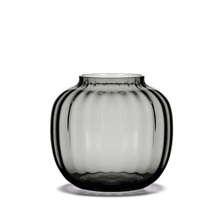 Holmegaard Primula oval vase - H:17,5 cm - Smoke