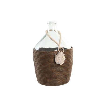 Home ESPRIT vase - gennemsigtig krystal med mørkebrun flet, kolonistil, 26 × 26 × 39 cm