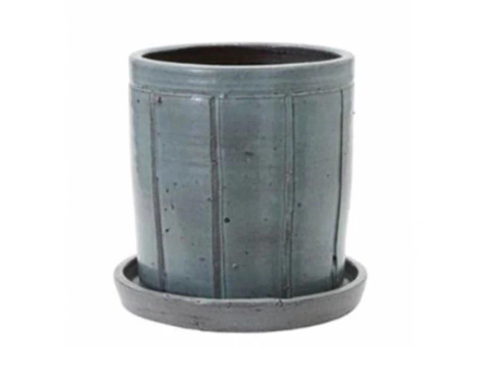 House Doctor, Julian urtepotte m. underskål, grå/grøn, h: 24 x ø: 22 cm House Doctor, Julian urtepotte m. underskål, grå/grøn, h: 24 x ø: 22 cm