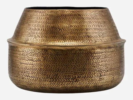 House Doctor, Rattan urtepotte, antik messing, h: 26 xø: 36 cm