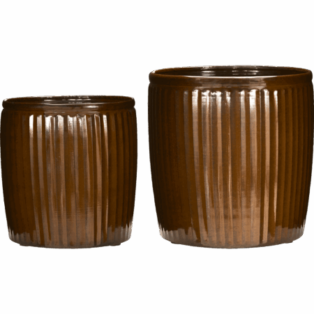 House Doctor Urtepotte, HDGroove, Brun, sæt af 2 stk.,Ø30-Ø37cm