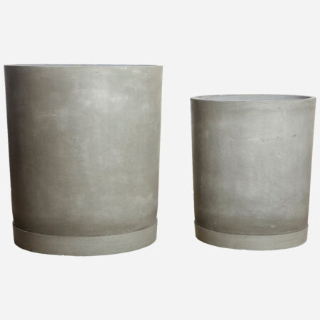 House Doctor-Urtepotte med underskål, Hook, Lysegrå-S:, h: 45 cm, dia: 40 cm, L:, h: 55 cm, dia: 50 cm - Light grey / Cement / S:, h: 45 cm, dia: 40 cm, L:, h: 55 cm, dia: 50 cm