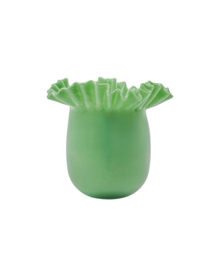 House Doctor - Vase Flee 20cm Glas Skovgrøn Bølget Kant Håndlavet
