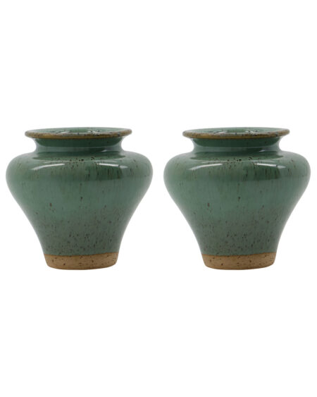 House Doctor - Vase Kolo 2 Stk. Lertøj Skovgrøn Blank Håndlavet 8,5cm