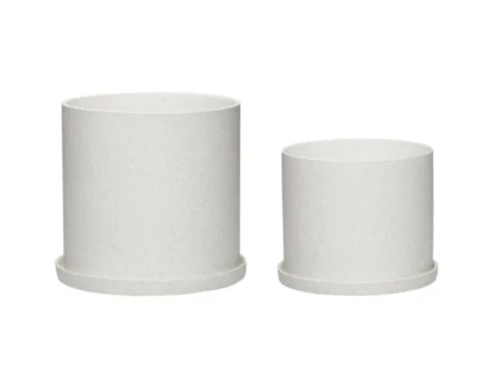 Hübsch, Blanc urtepotter, 2 stk., hvid, ø18xh16, ø15xh12 cm