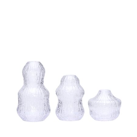 Hübsch - Fuyu Vaser - Klar - Sæt af 3 - ø11xh20cm, ø10xh15, ø11xh10cm