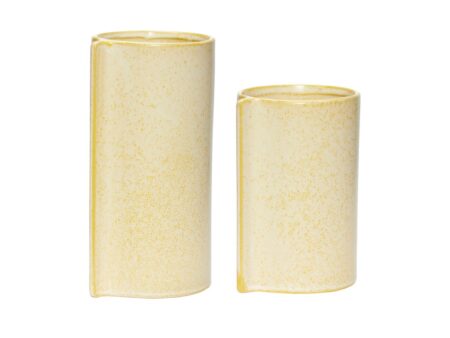 Hübsch - Leaf Pots Yellow (set of 2) - Urtepotte - Gul - Ø12 x H16, Ø14 x H24 cm