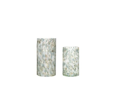Hübsch - Libra Vases (set of 2) - Vase - Blue glitter - ø17xh28, ø20xh37cm