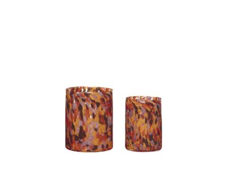 Hübsch - Luce Vases Orange (set of 2) - Vase - Orange - ø13xh18, ø16xh20cm