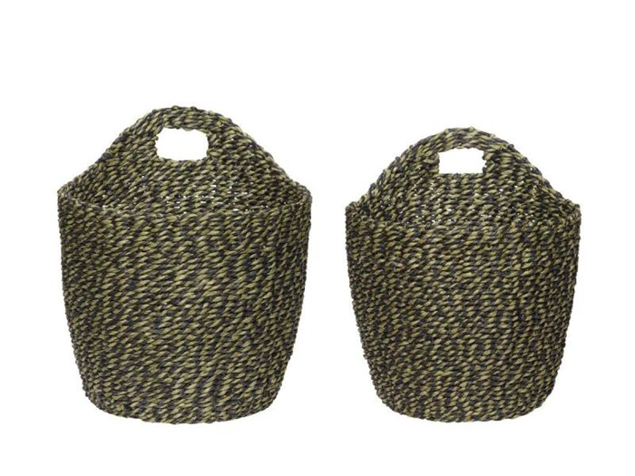 Hübsch, Nook kurvesæt, 2 stk., Grøn, ø22xh24 + ø24xh25 cm Hübsch, Nook kurvesæt, 2 stk., Grøn, ø22xh24 + ø24xh25 cm