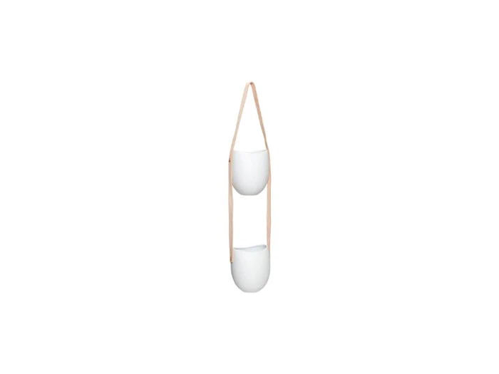 Hübsch, Ontop hængepotter, hvid/natural, Ø12xH60 cm Hübsch, Ontop hængepotter, hvid/natural, Ø12xH60 cm