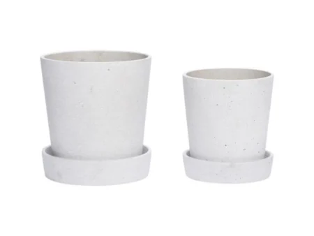Hübsch, Podium urtepotter, 2 stk., Grå, ø14xh16 + ø17xh19 cm