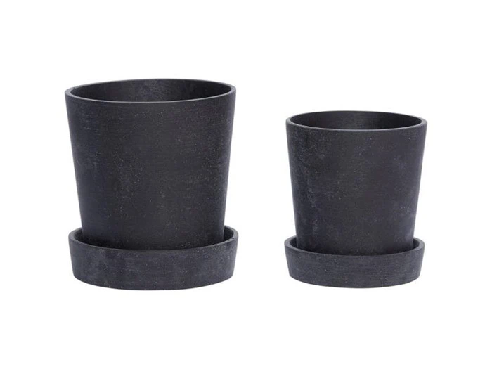 Hübsch, Podium urtepotter, 2 stk., sort, ø14xh16 + ø17xh19 cm Hübsch, Podium urtepotter, 2 stk., sort, ø14xh16 + ø17xh19 cm