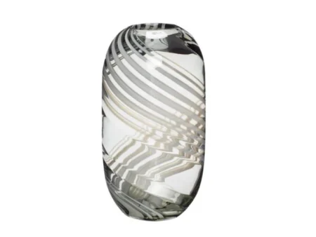 Hübsch, Swirl Vase, klar/hvid, ø15xh28 cm