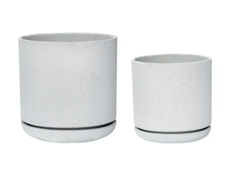 Hübsch, Terrace potter, 2 stk., Grå, Ø28xh29 + ø35xh36 cm