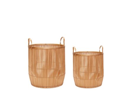 Hübsch - Vantage Baskets (set of 2) - Kurv - Large Set - Nature - Ø60 x H70 cm