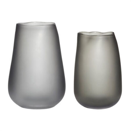 Hübsch Vase glas røget 2 stk ø16 x h23 cm ø19 x h27 cm OUTLET