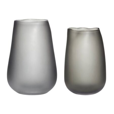 Hübsch Vase glas røget 2 stk ø16 x h23 cm ø19 x h27 cm OUTLET