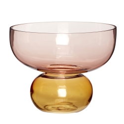 Hübsch vase i rosa og gul glas