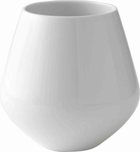 Hvid Riflet 15 cm. Vase Medium