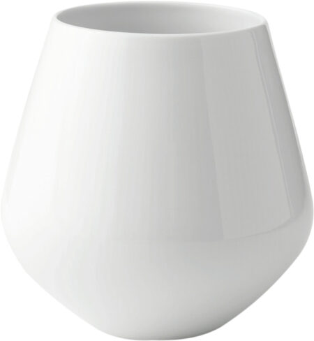 Hvid Riflet 20.5 cm. Vase Stor