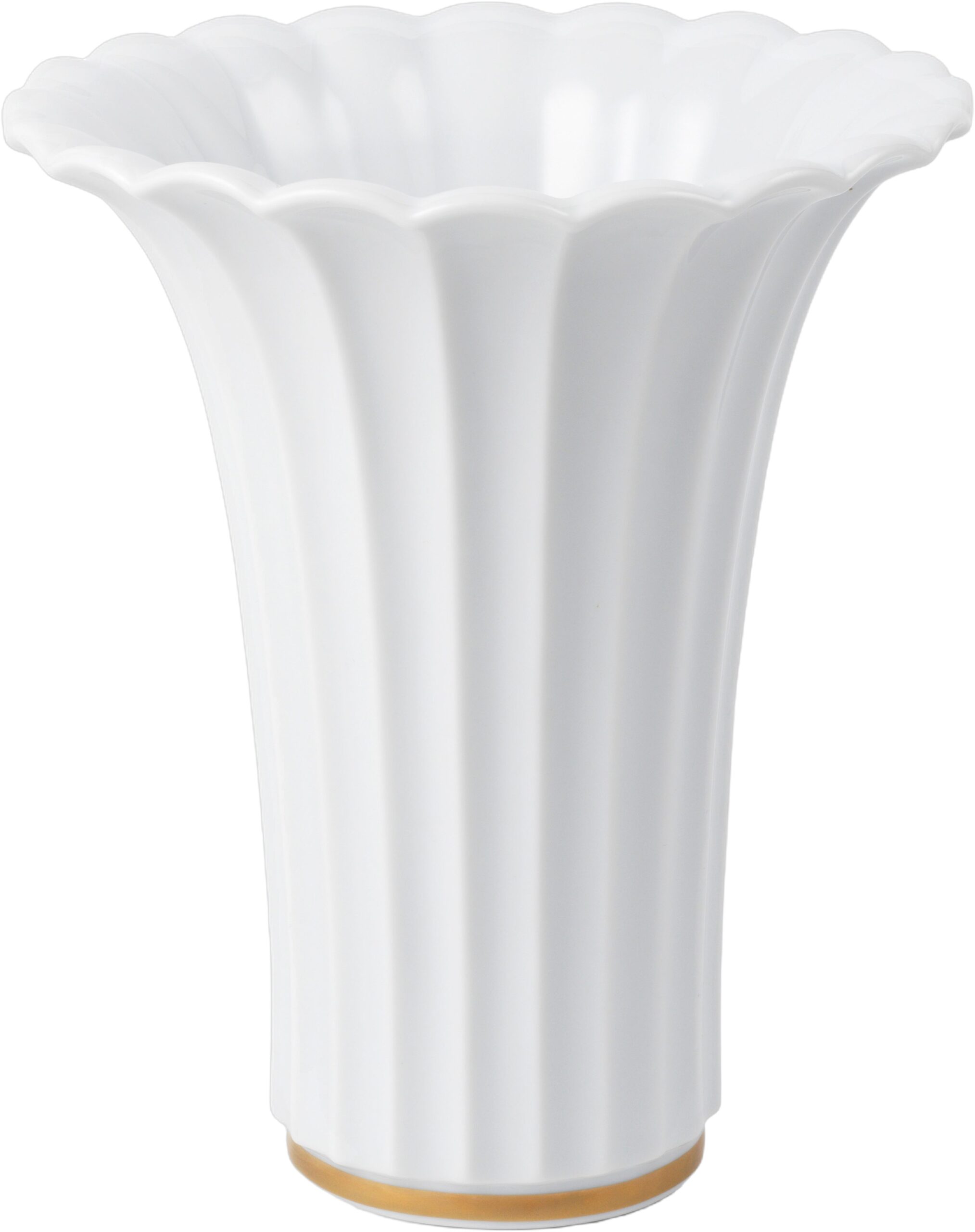 Hvid Vase med Guldkant, 23 cm Hvid Vase med Guldkant, 23 cm