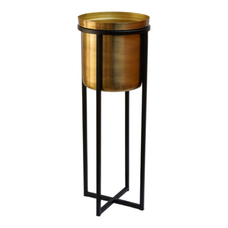 Ivyline Calla Tall Planter Stand in Black & Antique Gold