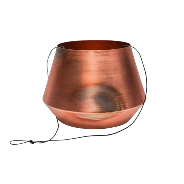 Ivyline Indoor Soho Aged Copper Hanging Planter with Leather Strap