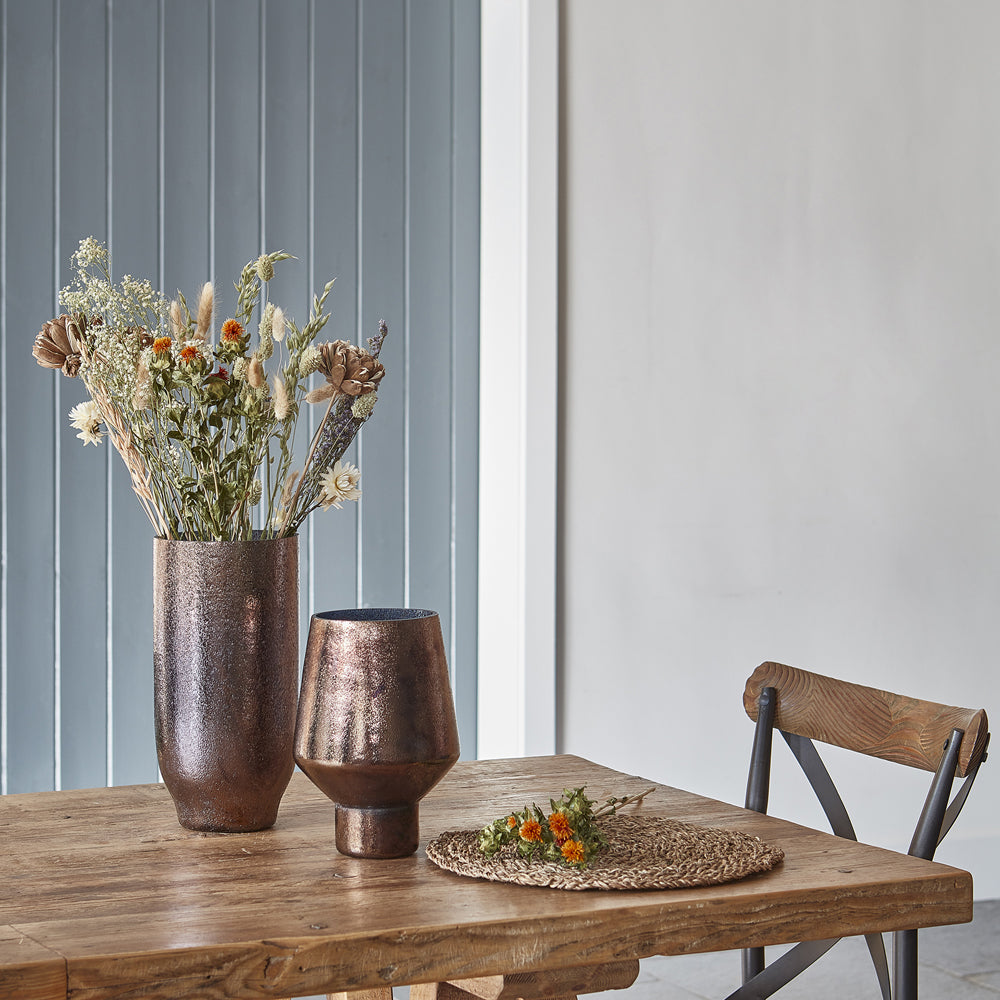 Ivyline Opulent Tall Curved Vase in Metallic Bronze