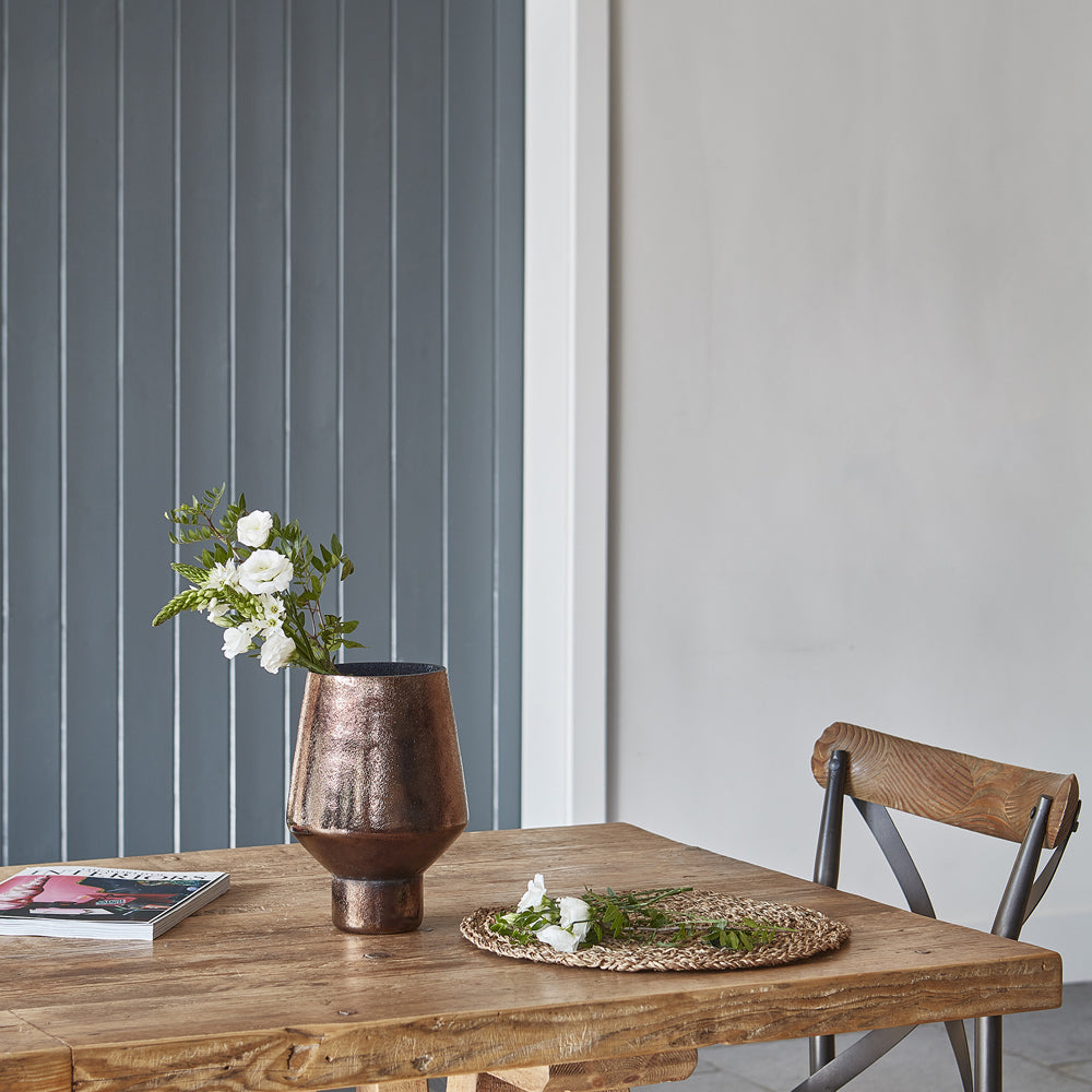 Ivyline Opulent Tall Curved Vase in Metallic Bronze