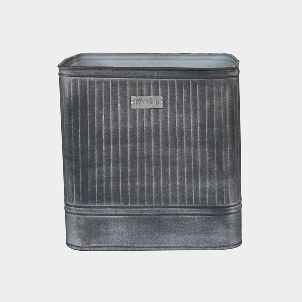 Ivyline Outdoor Hampton Square Galvanised Metal Planter / Small