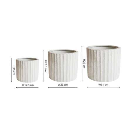 Ivyline Set of 3 Charleston Textured Plant Pots White