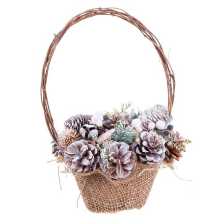 Julepynt Multifarvet Rattan Plastik Foam Ananas Kurv 21 x 21 x 30 cm