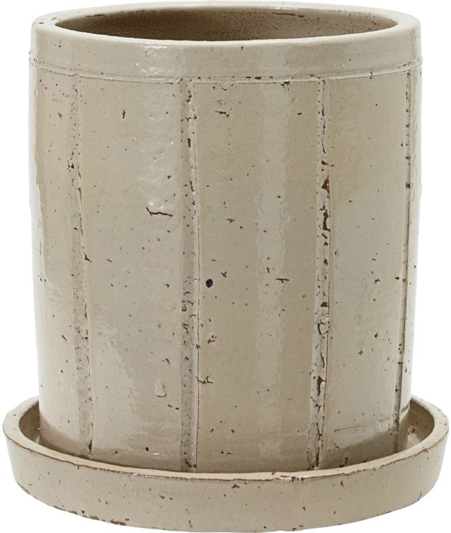 Julian, Urtepotte med underskål, beige Julian, Urtepotte med underskål, beige