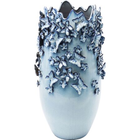 KARE DESIGN Butterflies vase - lyseblåt stentøj (Ø 28)