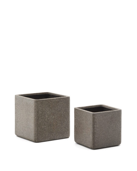KAVE HOME Sæt med 2 Minoa plantekasser med brun sten effekt 44 x 44 cm