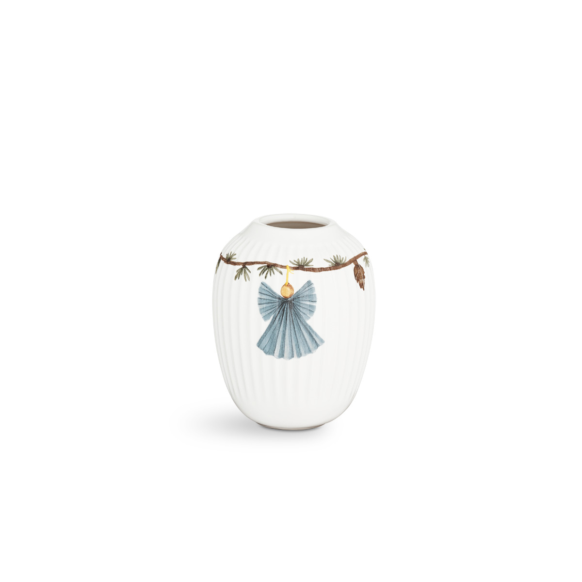 Kähler - Hammershøi Christmas Vase H10,5 hvid m. deko Kähler - Hammershøi Christmas Vase H10,5 hvid m. deko
