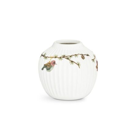 Kähler Hammershøi Jul Vase H: 13 cm - Hvid m. Deko