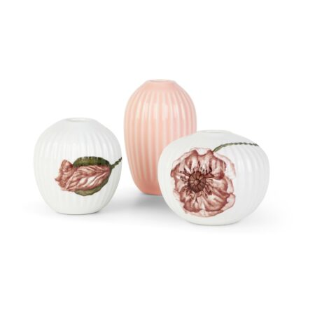 Kähler Hammershøi Poppy vase miniature 3 dele Hvid/Dekor