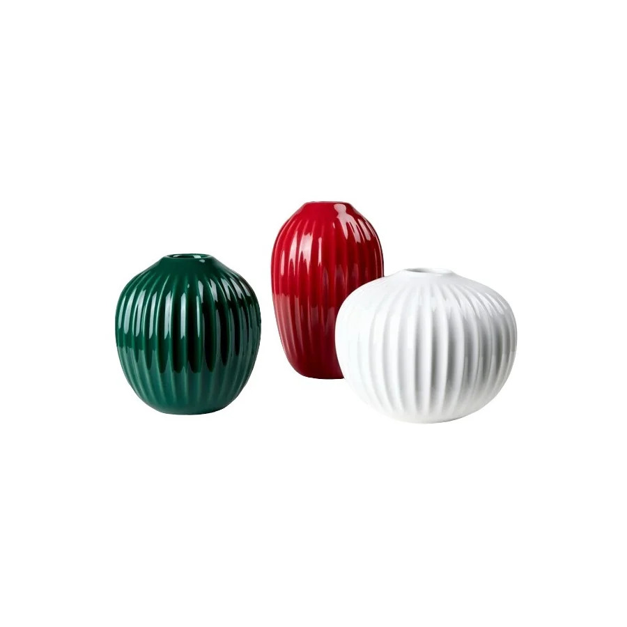 Kähler - Hammershøi Vase miniature 3 stk. rød/grøn/hvid Kähler - Hammershøi Vase miniature 3 stk. rød/grøn/hvid