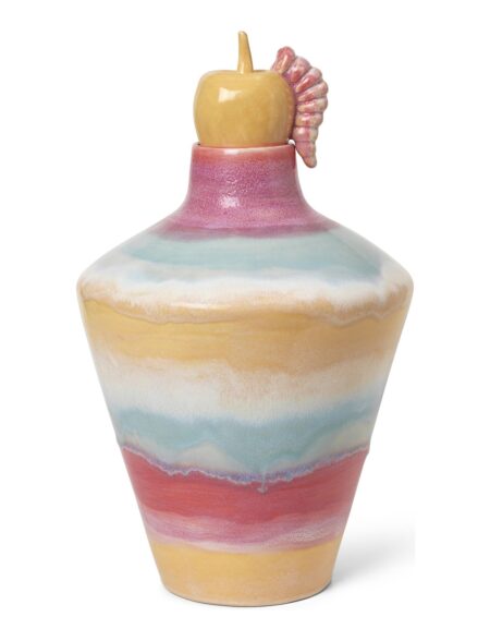 Kähler | Poppery Vase Med Æble H39 Cm Pink/Mint/Gul | 32 cm