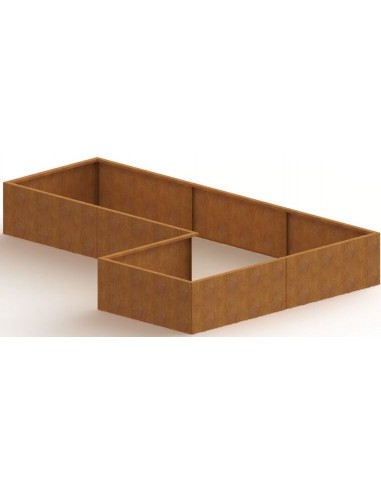 Kansas højbed med bund H50 x B300 x D100/200 cm i corten stål