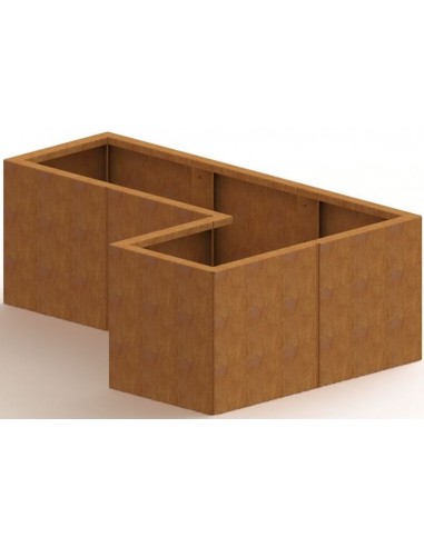 Kansas højbed med bund H60 x B120 x D40/80 cm i corten stål
