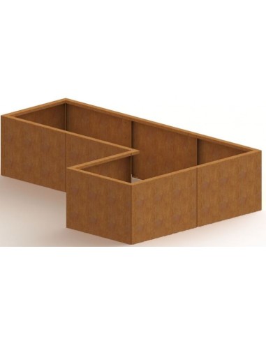 Kansas højbed med bund H60 x B180 x D60/120 cm i corten stål
