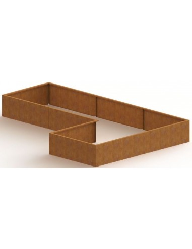 Kansas højbed med bund H80 x B360 x D120/240 cm i corten stål