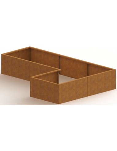 Kansas højbed uden bund H80 x B240 x D80/160 cm i corten stål