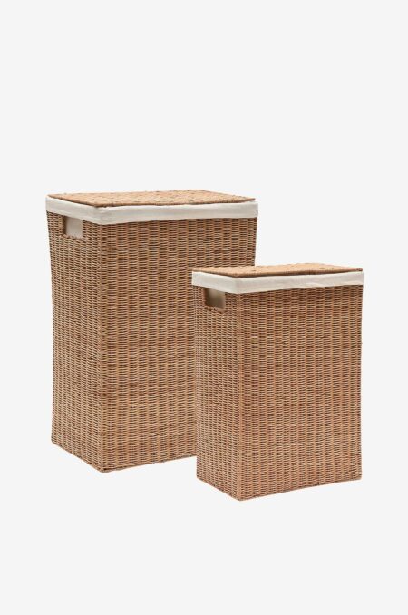 Kave Home - Indali sæt med 2 rattan-kurve, 43 x 27 cm / 50 x 20 cm - Brun - Småopbevaring - - Homeroom